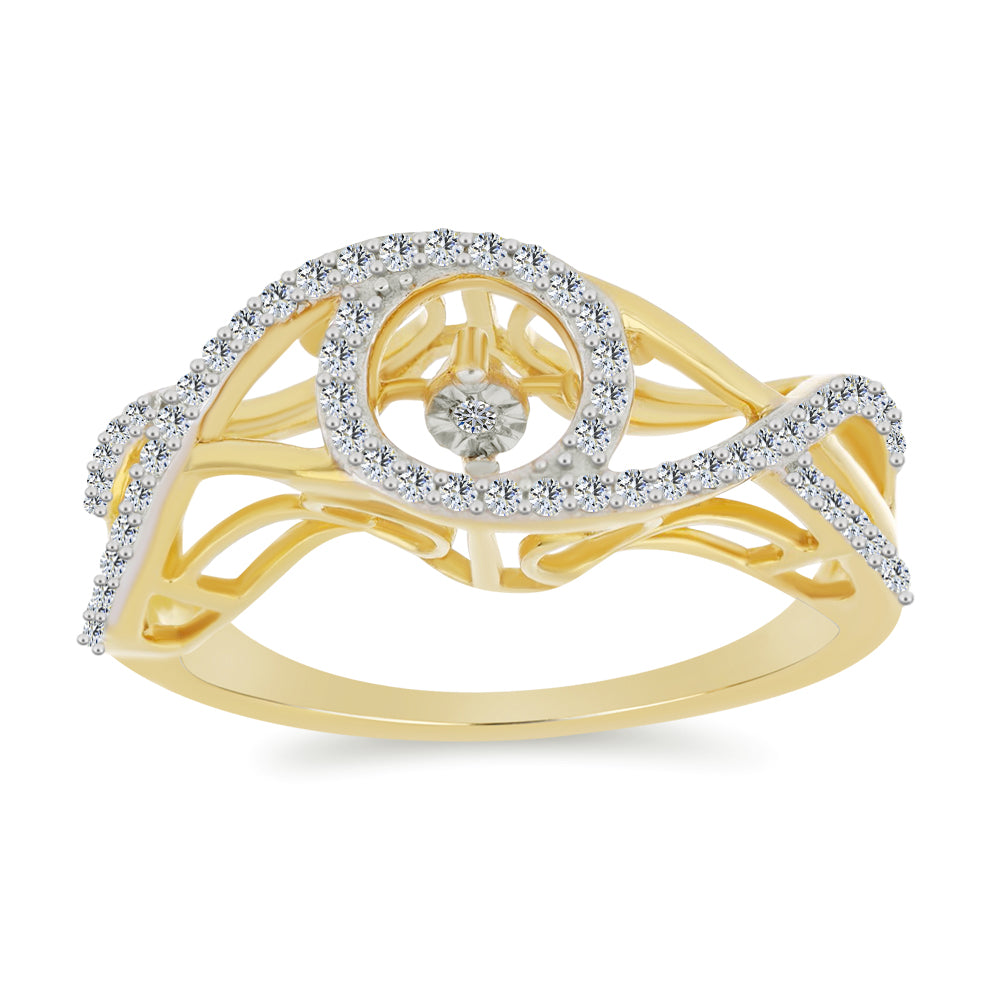 Inel din Argint 925 Placat cu Aur ( 3.75 grame ) cu Diamant Alb și Zircon Alb 0.69 Carate 3 