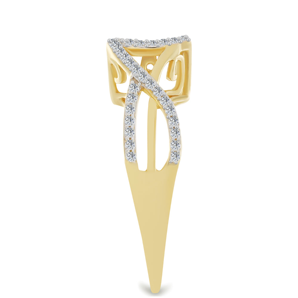 Inel din Argint 925 Placat cu Aur ( 3.75 grame ) cu Diamant Alb și Zircon Alb 0.69 Carate