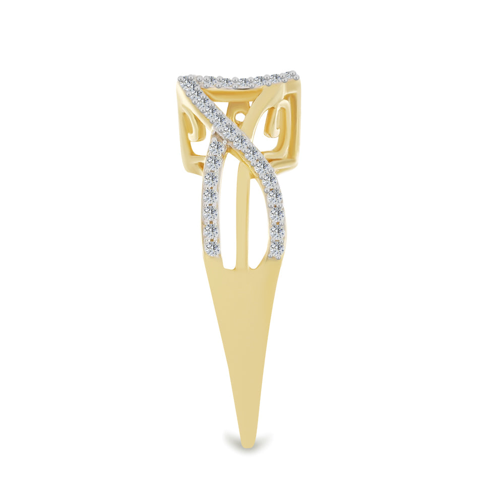 Inel din Argint 925 Placat cu Aur ( 3.75 grame ) cu Diamant Alb și Zircon Alb 0.69 Carate 4 