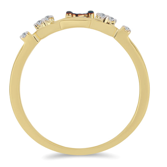 Inel din Argint 925 Placat cu Aur ( 1.6 grame ) cu Diamant Albastru și Zircon Alb 0.1 Carate