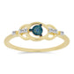 Inel din Argint 925 Placat cu Aur ( 1.6 grame ) cu Diamant Albastru și Zircon Alb 0.1 Carate