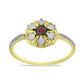 Inel din Argint 925 Placat cu Aur ( 3.67 grame ) cu Diamant Roșu și Zircon Alb 0.16 Carate
