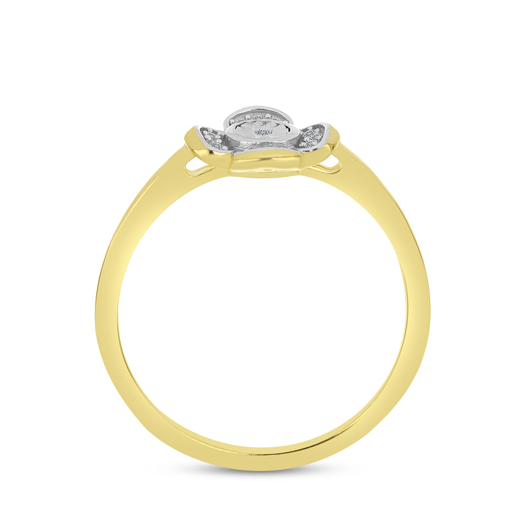Inel din Argint 925 Placat cu Aur ( 1.92 grame ) cu Diamant Alb și Zircon Alb 0.12 Carate 2 