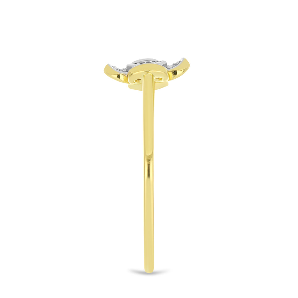 Inel din Argint 925 Placat cu Aur ( 1.92 grame ) cu Diamant Alb și Zircon Alb 0.12 Carate 4 