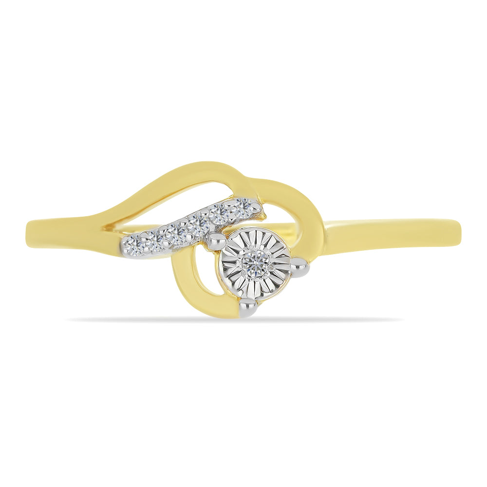 Inel din Argint 925 Placat cu Aur ( 1.53 grame ) cu Diamant Alb și Zircon Alb 0.06 Carate 1 