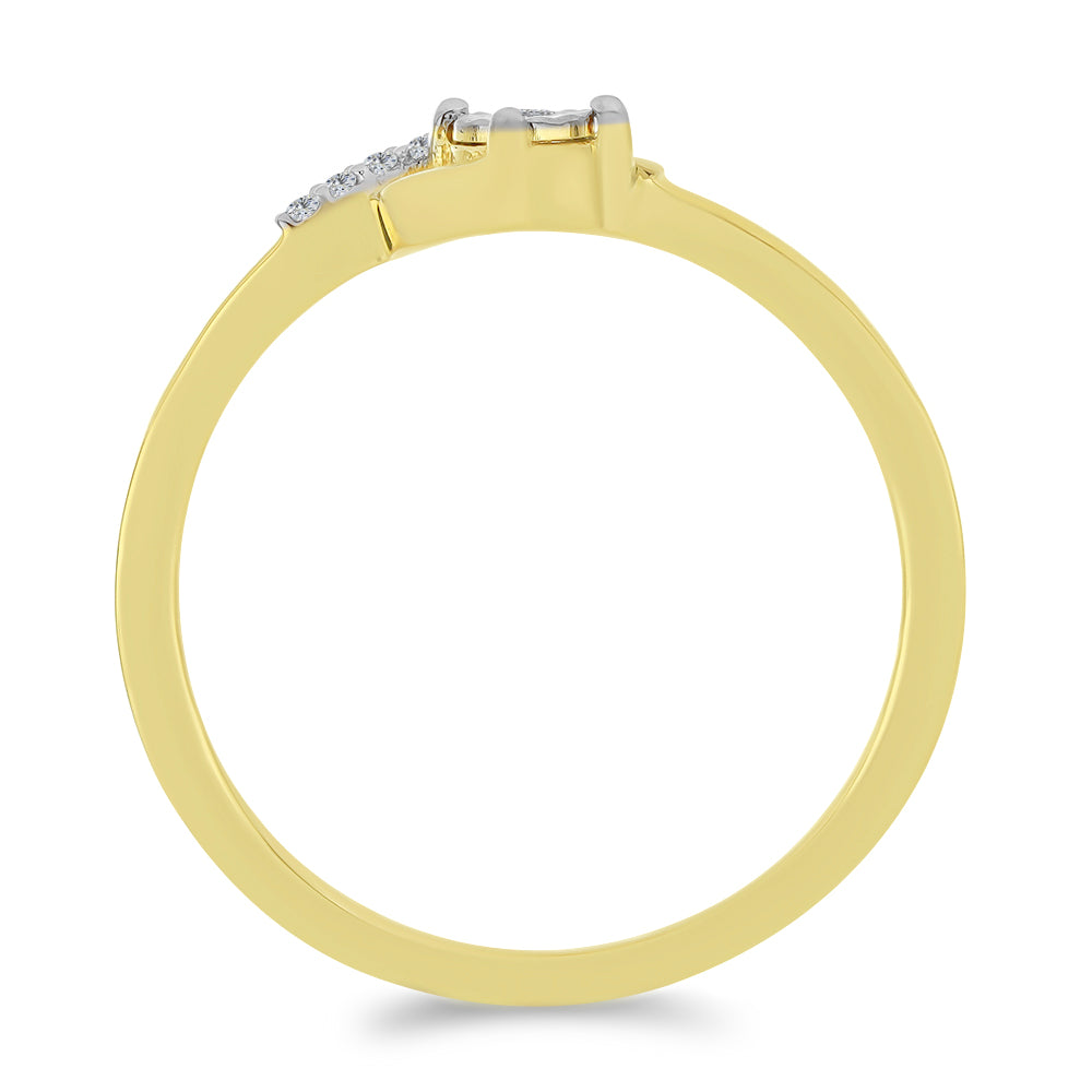 Inel din Argint 925 Placat cu Aur ( 1.53 grame ) cu Diamant Alb și Zircon Alb 0.06 Carate 2 