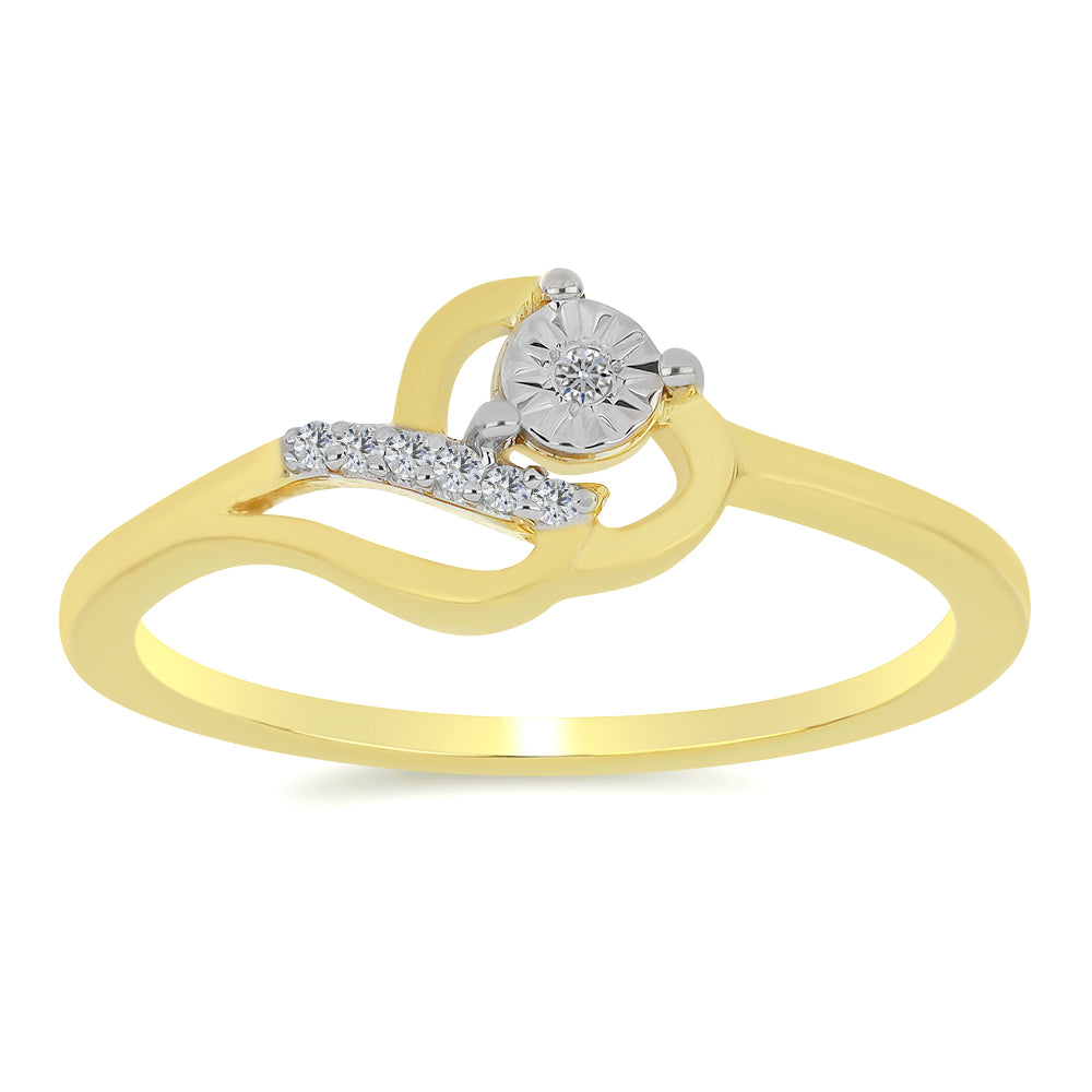 Inel din Argint 925 Placat cu Aur ( 1.53 grame ) cu Diamant Alb și Zircon Alb 0.06 Carate