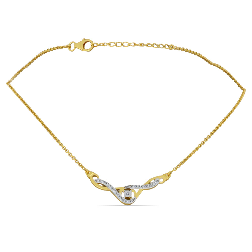 Colier din Argint 925 Placat cu Aur ( 5.97 grame ) cu Diamant Alb și Zircon Alb 0.29 Carate