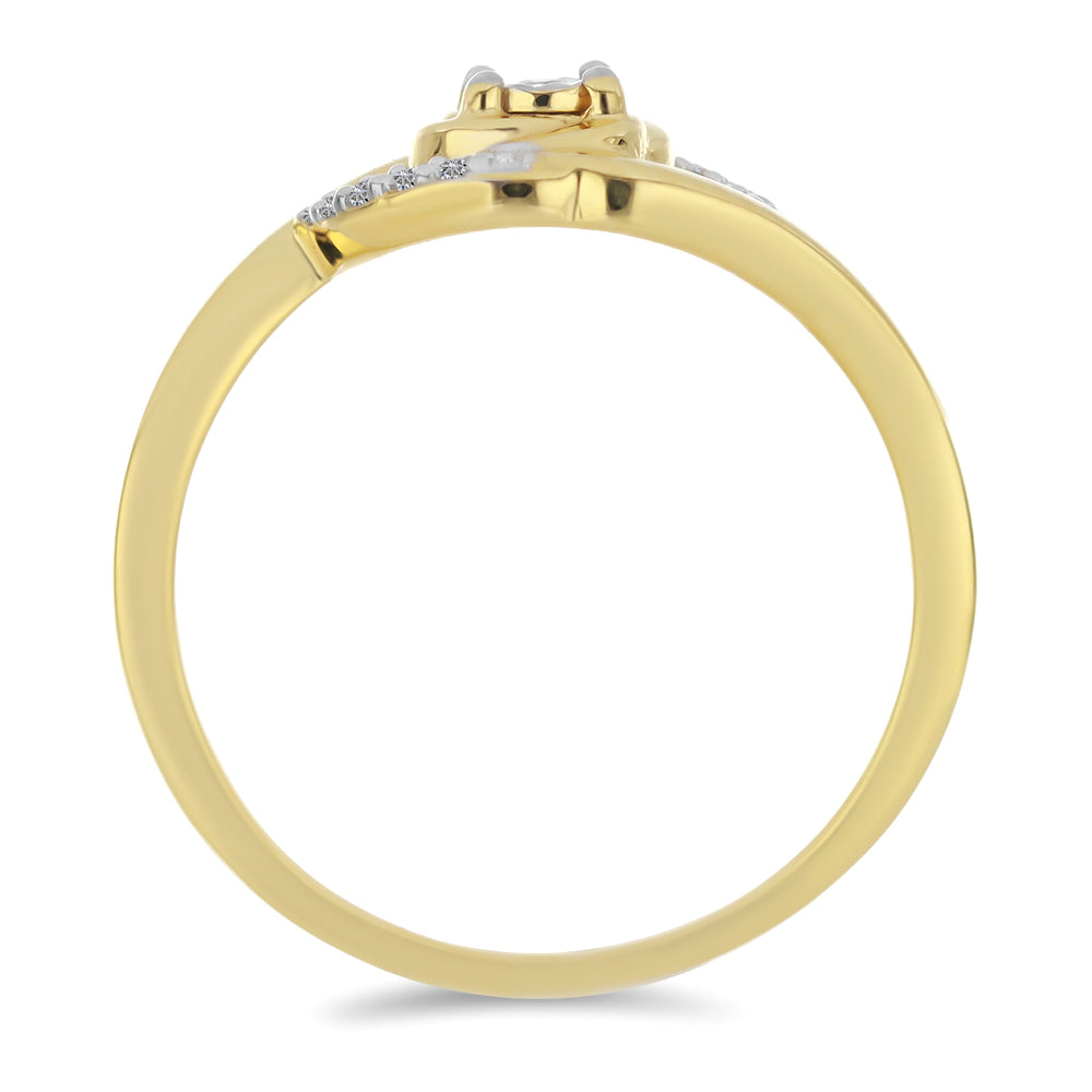 Inel din Argint 925 Placat cu Aur ( 1.9 grame ) cu Diamant Alb și Zircon Alb 0.12 Carate 2 