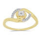 Inel din Argint 925 Placat cu Aur ( 1.9 grame ) cu Diamant Alb și Zircon Alb 0.12 Carate