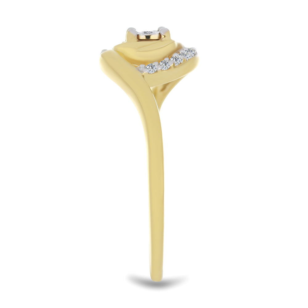 Inel din Argint 925 Placat cu Aur ( 1.9 grame ) cu Diamant Alb și Zircon Alb 0.12 Carate