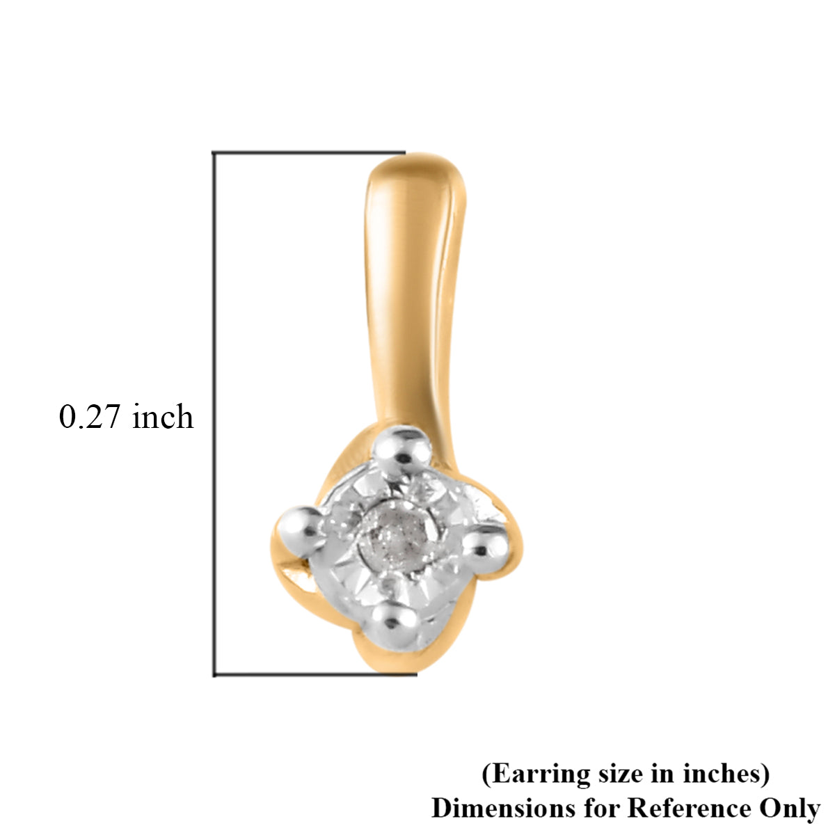 Cercei din Argint 925 Placat cu Aur ( 0.7 grame ) cu Diamant Alb 0.01 Carate