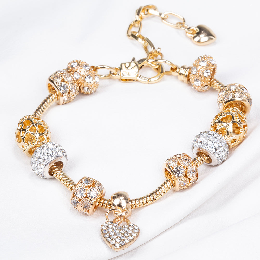 Brățară din Aliaj Placat cu Aur ( 28 grame ) cu Cristal Alb Emporia® 9 