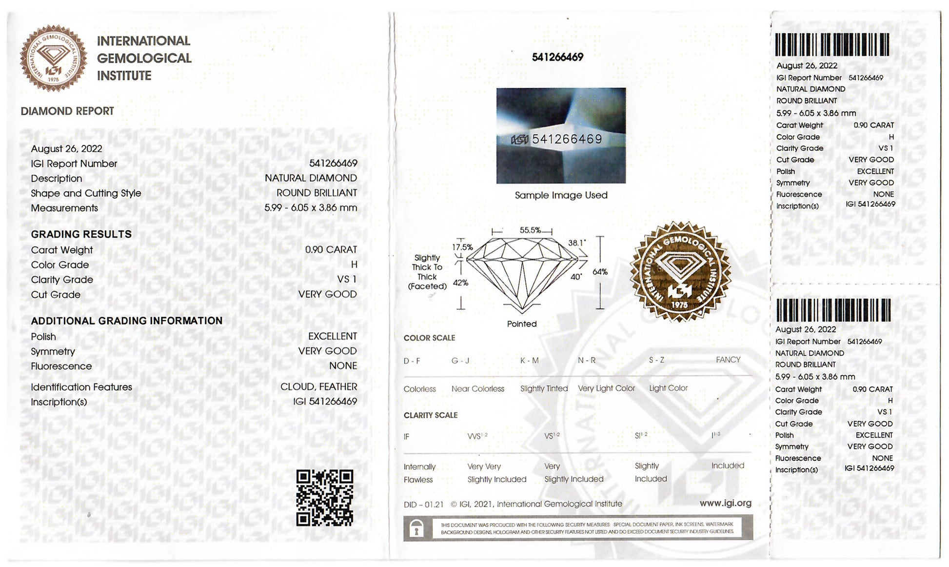 Inel din Aur de 14K ( 2.19 grame ) cu Diamant Alb 0.9 Carate cu certificat IGI 6 