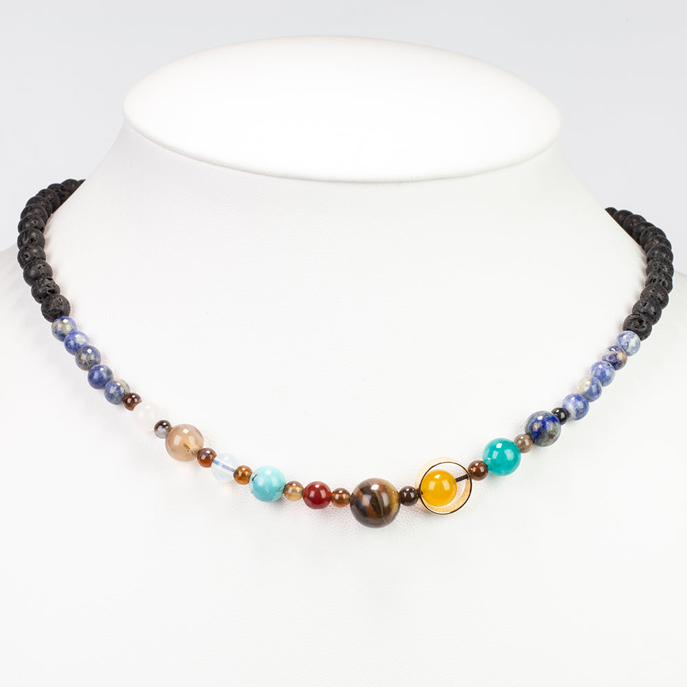 Colier din Pepită ( 25.87 grame ) cu Lapis Lazuli și Ochi de Tigru