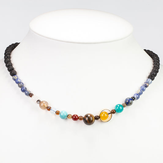 Colier din Pepită ( 25.87 grame ) cu Lapis Lazuli și Ochi de Tigru