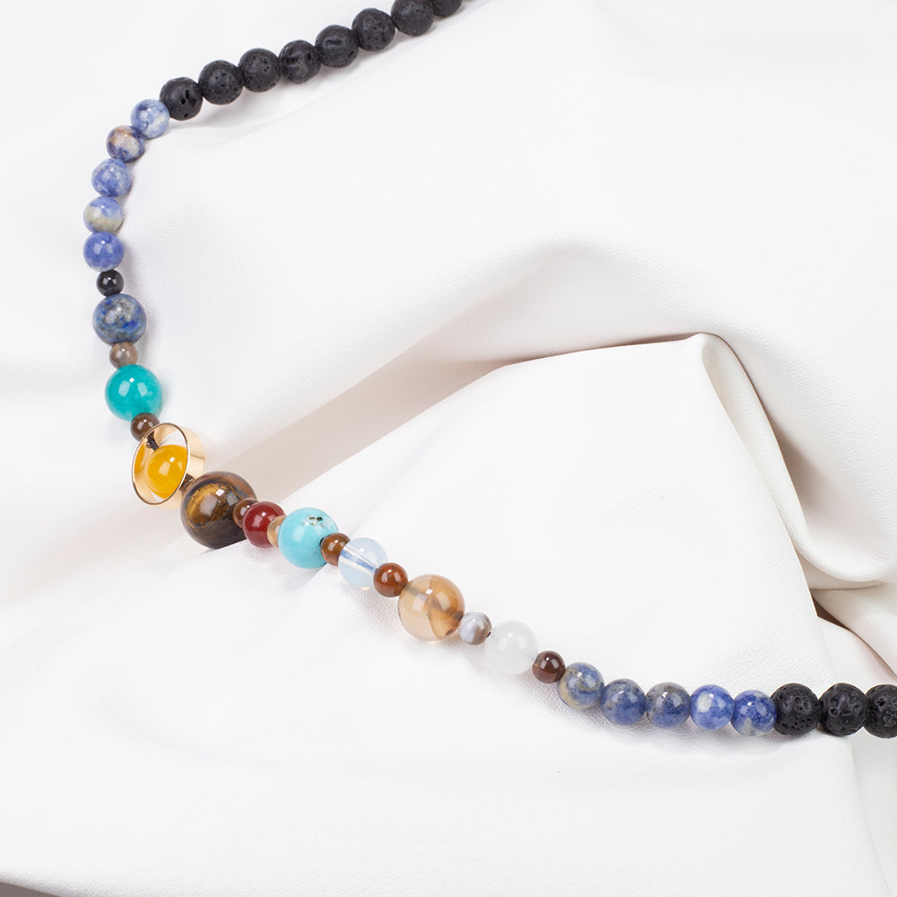 Colier din Pepită ( 25.87 grame ) cu Lapis Lazuli și Ochi de Tigru 7 