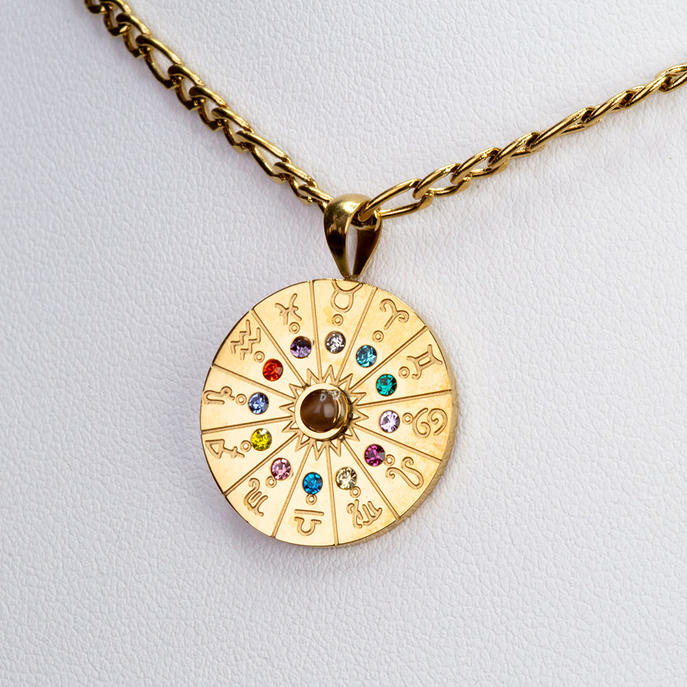 Colier din Aliaj Placat cu Aur ( 12 grame ) cu Ochi de Tigru 1.5 Carate ( Colier+Pandantiv ) 2 