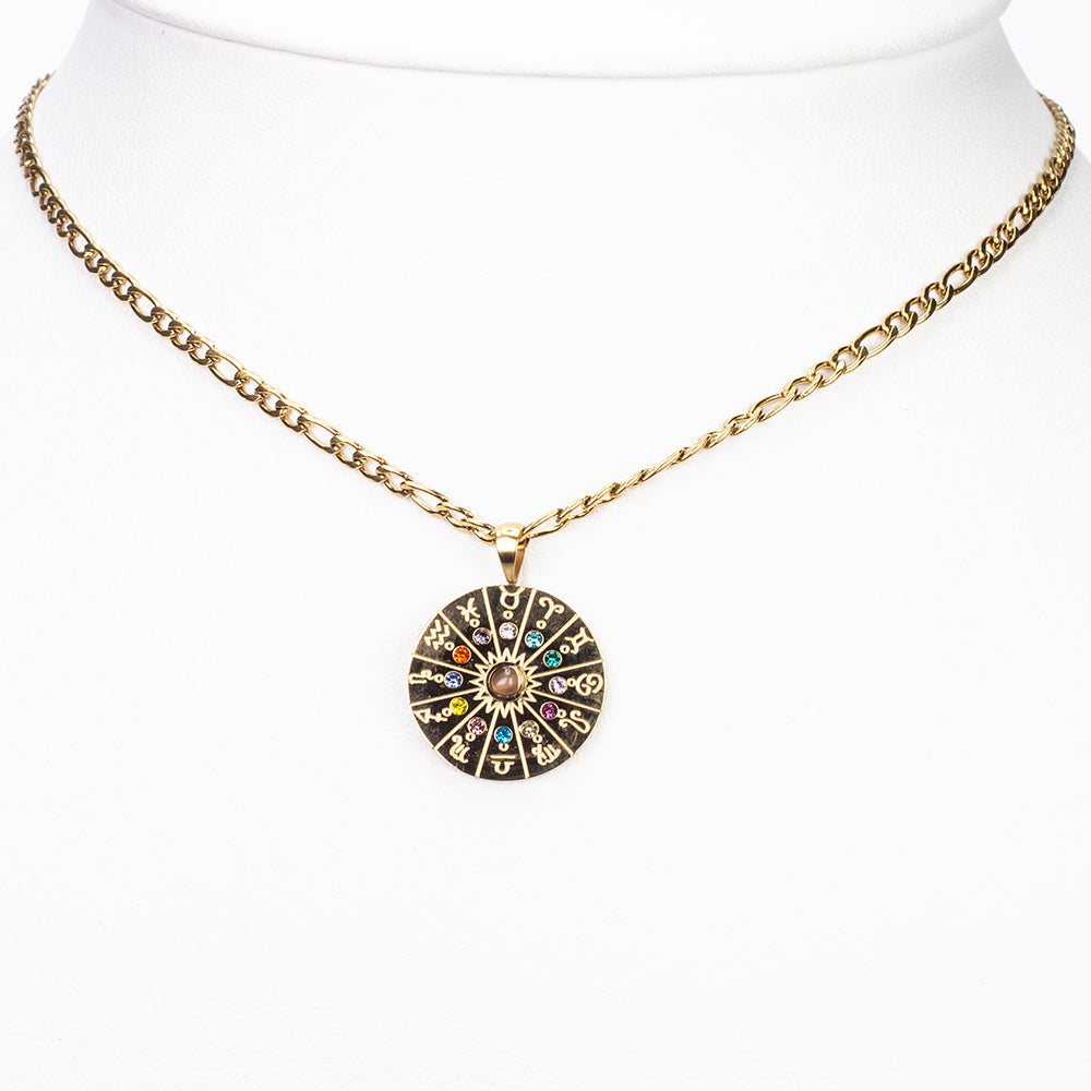 Colier din Aliaj Placat cu Aur ( 12 grame ) cu Ochi de Tigru 1.5 Carate ( Colier+Pandantiv ) 3 