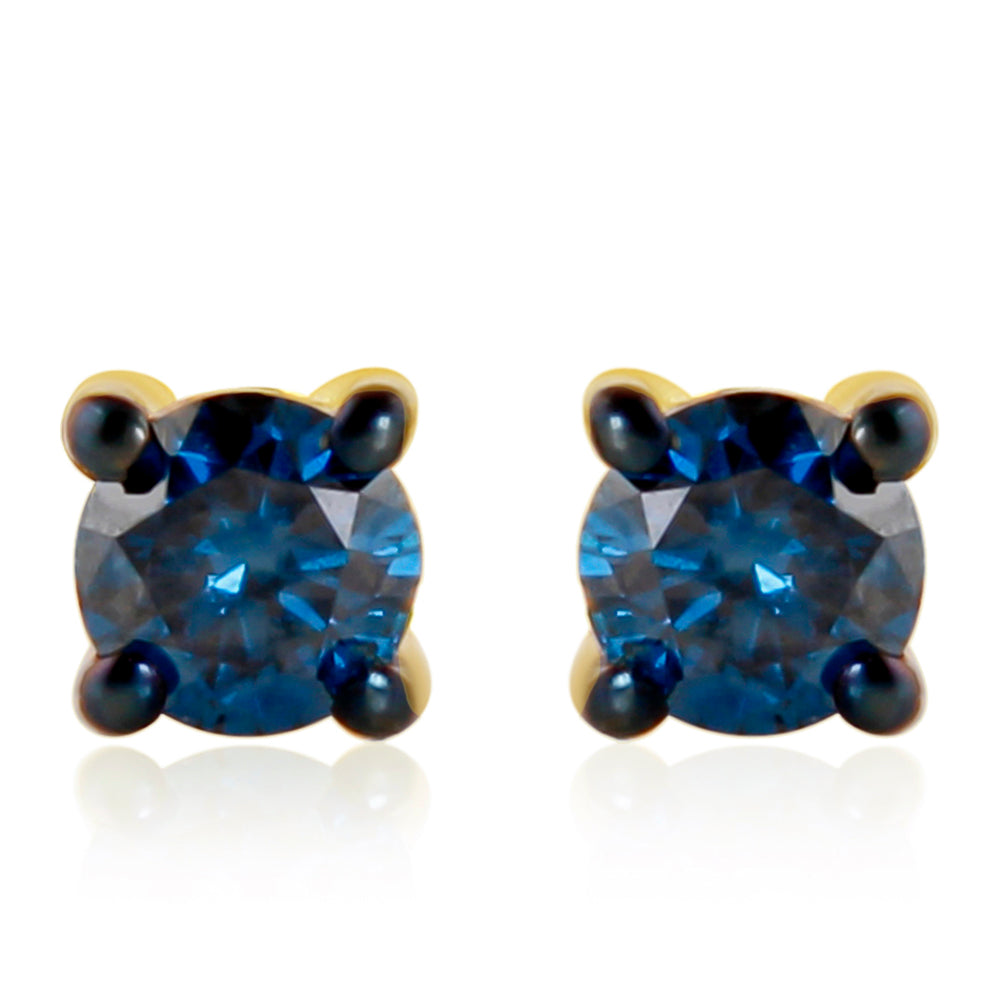Cercei din Argint 925 Placat cu Aur ( 0.61 grame ) cu Diamant Albastru 0.26 Carate 1 