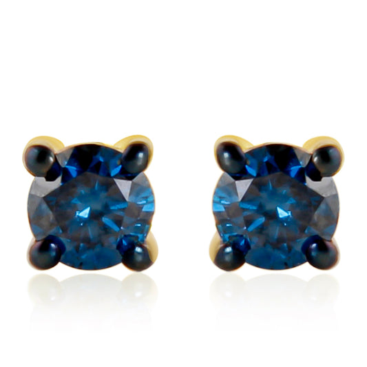 Cercei din Argint 925 Placat cu Aur ( 0.61 grame ) cu Diamant Albastru 0.26 Carate