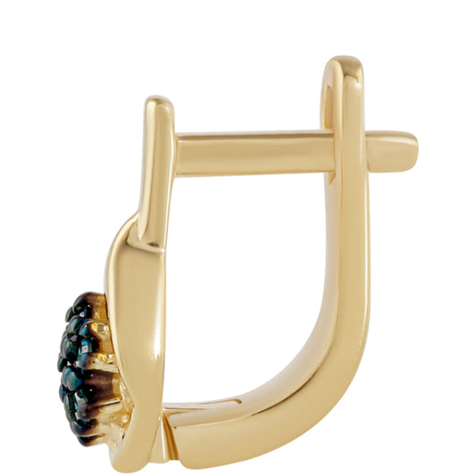 Cercei din Argint 925 Placat cu Aur ( 2.52 grame ) cu Diamant Albastru 0.12 Carate