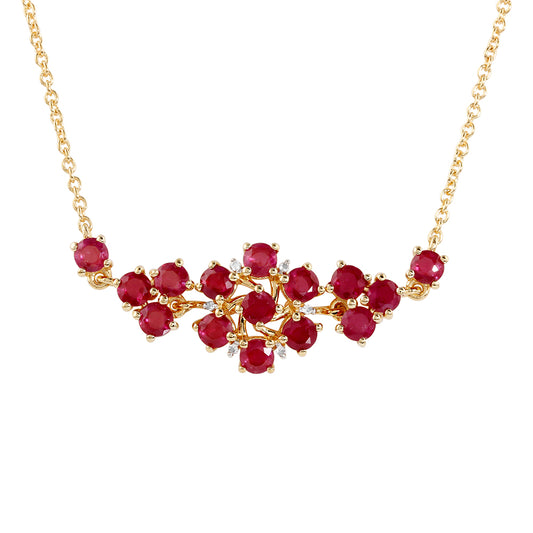 Colier din Argint 925 Placat cu Aur ( 4.9 grame ) cu Rubin Thailandez și Topaz Alb 4.39 Carate