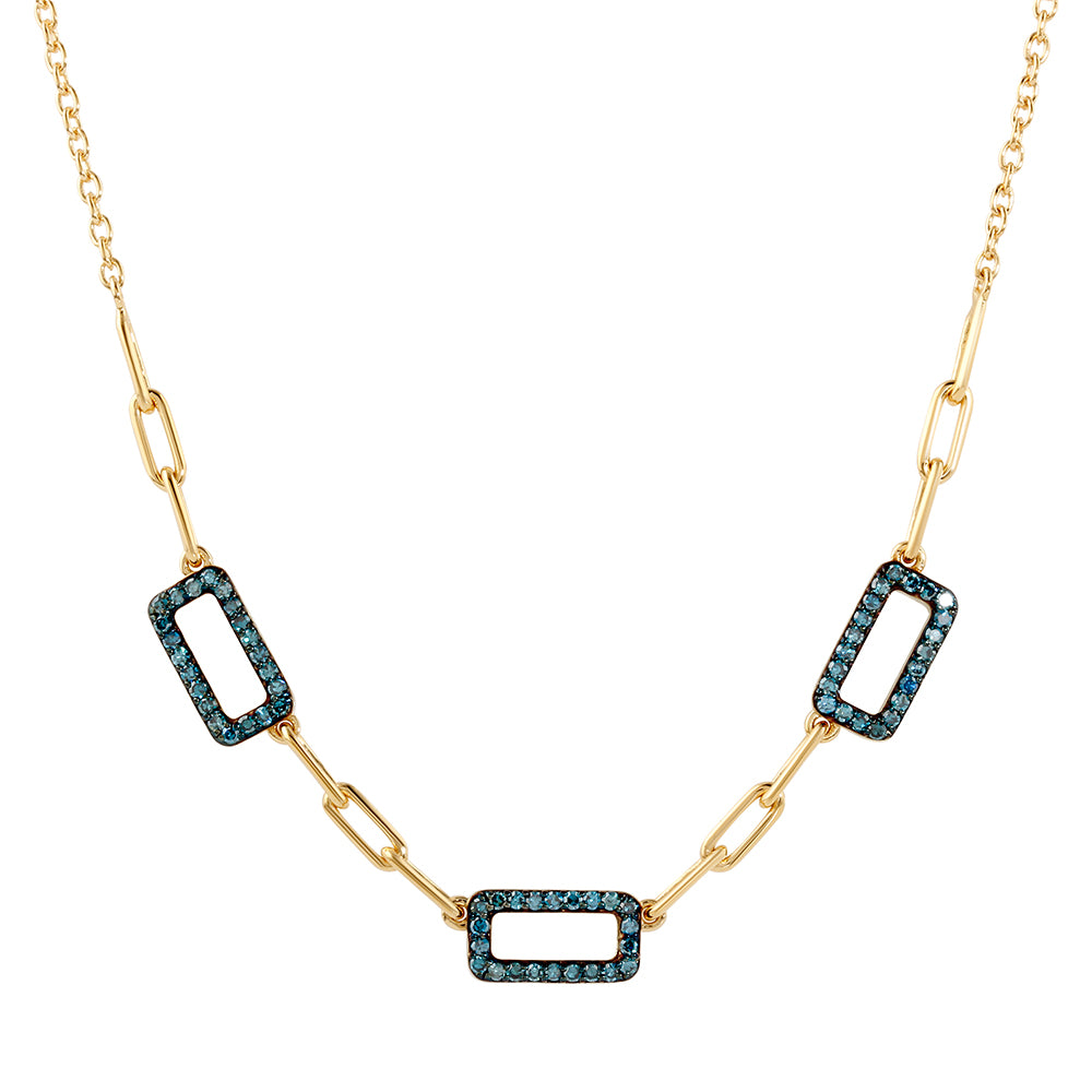 Colier din Argint 925 Placat cu Aur ( 3.82 grame ) cu Diamant Albastru 0.4 Carate 1 