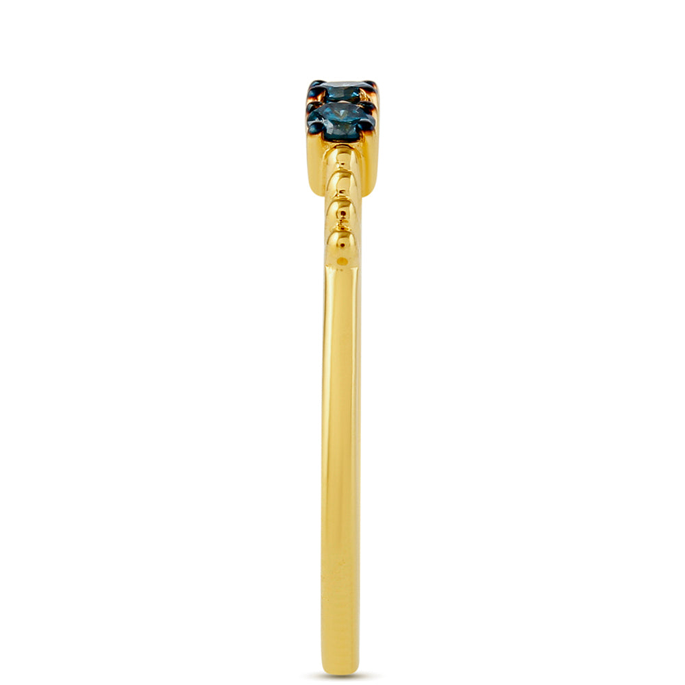 Inel din Argint 925 Placat cu Aur ( 1.28 grame ) cu Diamant Albastru 0.2 Carate