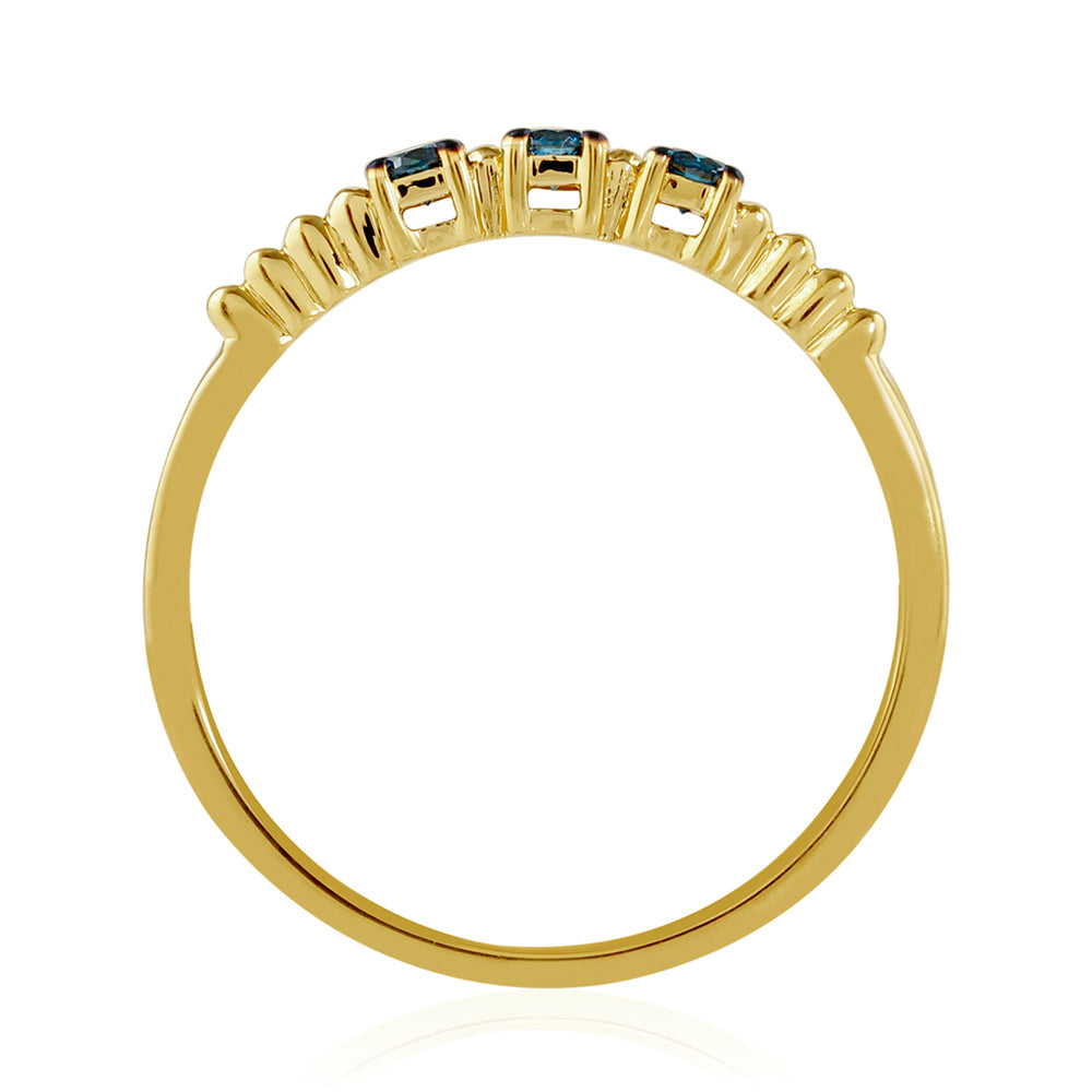 Inel din Argint 925 Placat cu Aur ( 1.28 grame ) cu Diamant Albastru 0.2 Carate 4 