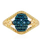 Inel din Argint 925 Placat cu Aur ( 2.96 grame ) cu Diamant Albastru 0.06 Carate