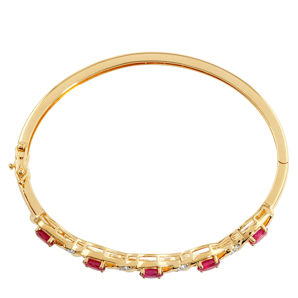 Brățară din Argint 925 Placat cu Aur ( 12.27 grame ) cu Rubin Thailandez și Topaz Alb 3.6 Carate 2 