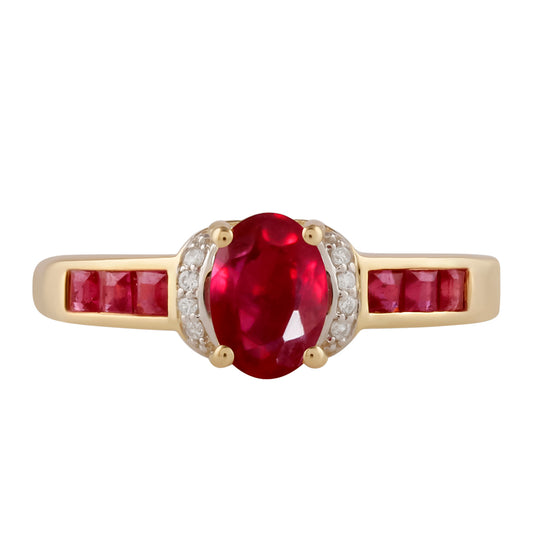 Inel din Aur de 9K ( 1.96 grame ) cu Rubin Malagasy și Zircon Alb 1.41 Carate