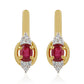 Cercei din Argint 925 Placat cu Aur ( 2.37 grame ) cu Rubin Thailandez și Topaz Alb 0.65 Carate