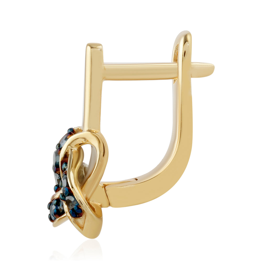 Cercei din Argint 925 Placat cu Aur ( 2.7 grame ) cu Diamant Albastru 0.27 Carate 2 