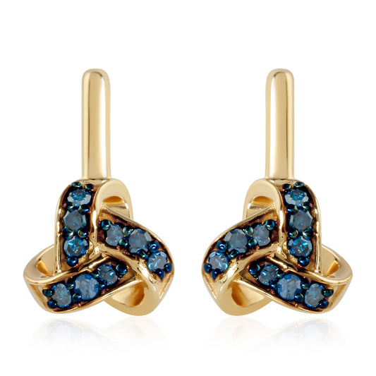 Cercei din Argint 925 Placat cu Aur ( 2.7 grame ) cu Diamant Albastru 0.27 Carate