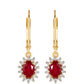 Cercei din Argint 925 Placat cu Aur ( 1.89 grame ) cu Rubin Thailandez și Topaz Alb 1.67 Carate