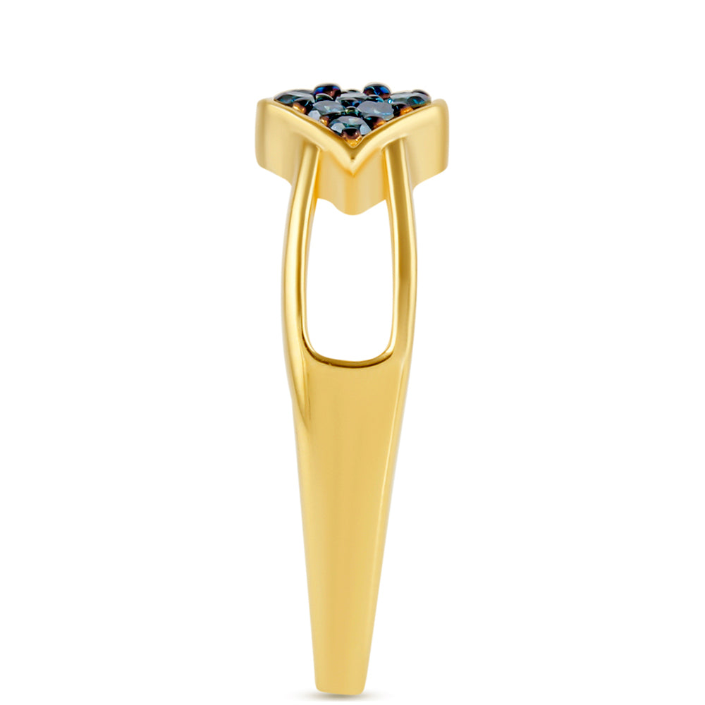 Inel din Argint 925 Placat cu Aur ( 2.64 grame ) cu Diamant Albastru 0.24 Carate 3 