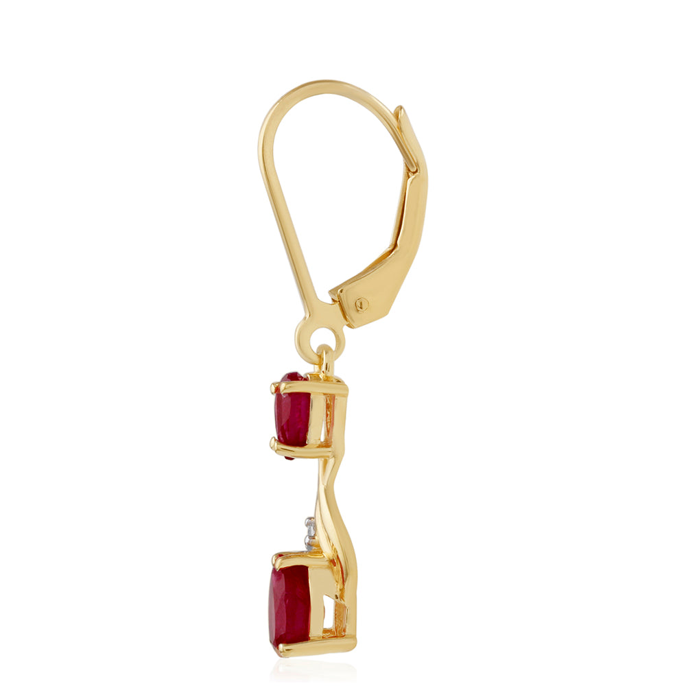 Cercei din Argint 925 Placat cu Aur ( 1.86 grame ) cu Rubin Thailandez și Topaz Alb 1.99 Carate