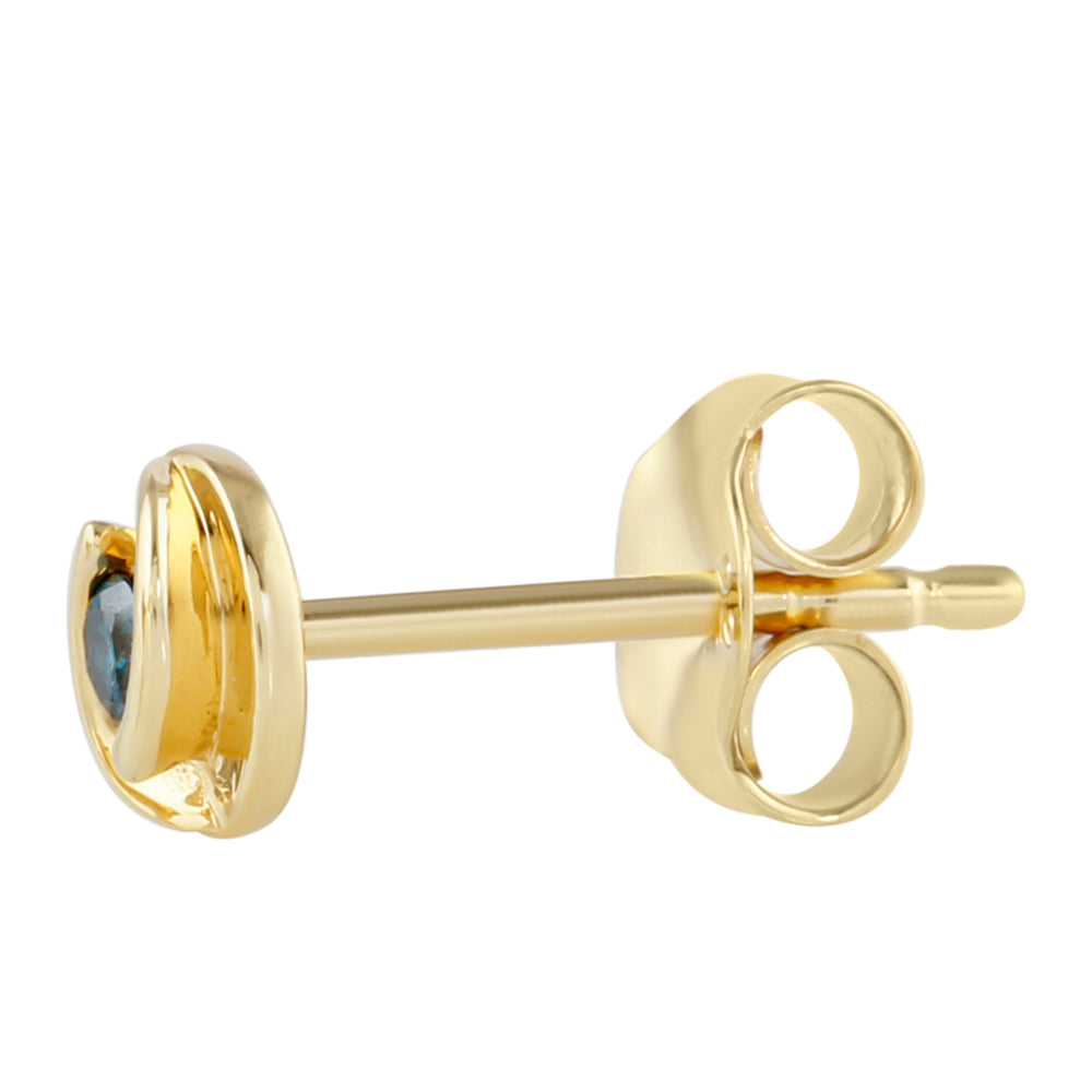 Cercei din Argint 925 Placat cu Aur ( 0.78 grame ) cu Diamant Albastru 0.07 Carate 2 
