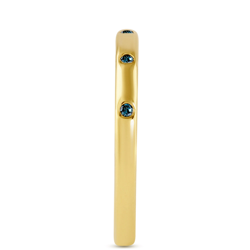Inel din Argint 925 Placat cu Aur ( 1.48 grame ) cu Diamant Albastru 0.05 Carate 2 