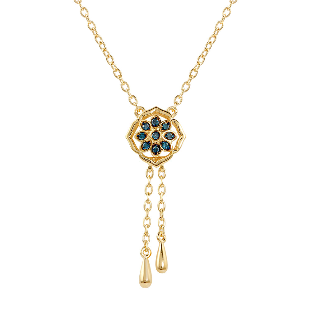 Colier din Argint 925 Placat cu Aur ( 3.61 grame ) cu Diamant Albastru 0.08 Carate