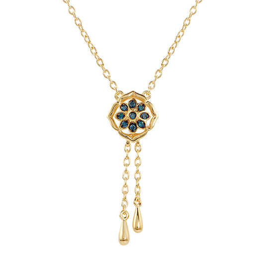 Colier din Argint 925 Placat cu Aur ( 3.61 grame ) cu Diamant Albastru 0.08 Carate