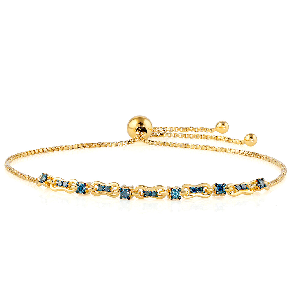 Brățară din Argint 925 Placat cu Aur ( 2.98 grame ) cu Diamant Albastru 0.31 Carate 1 