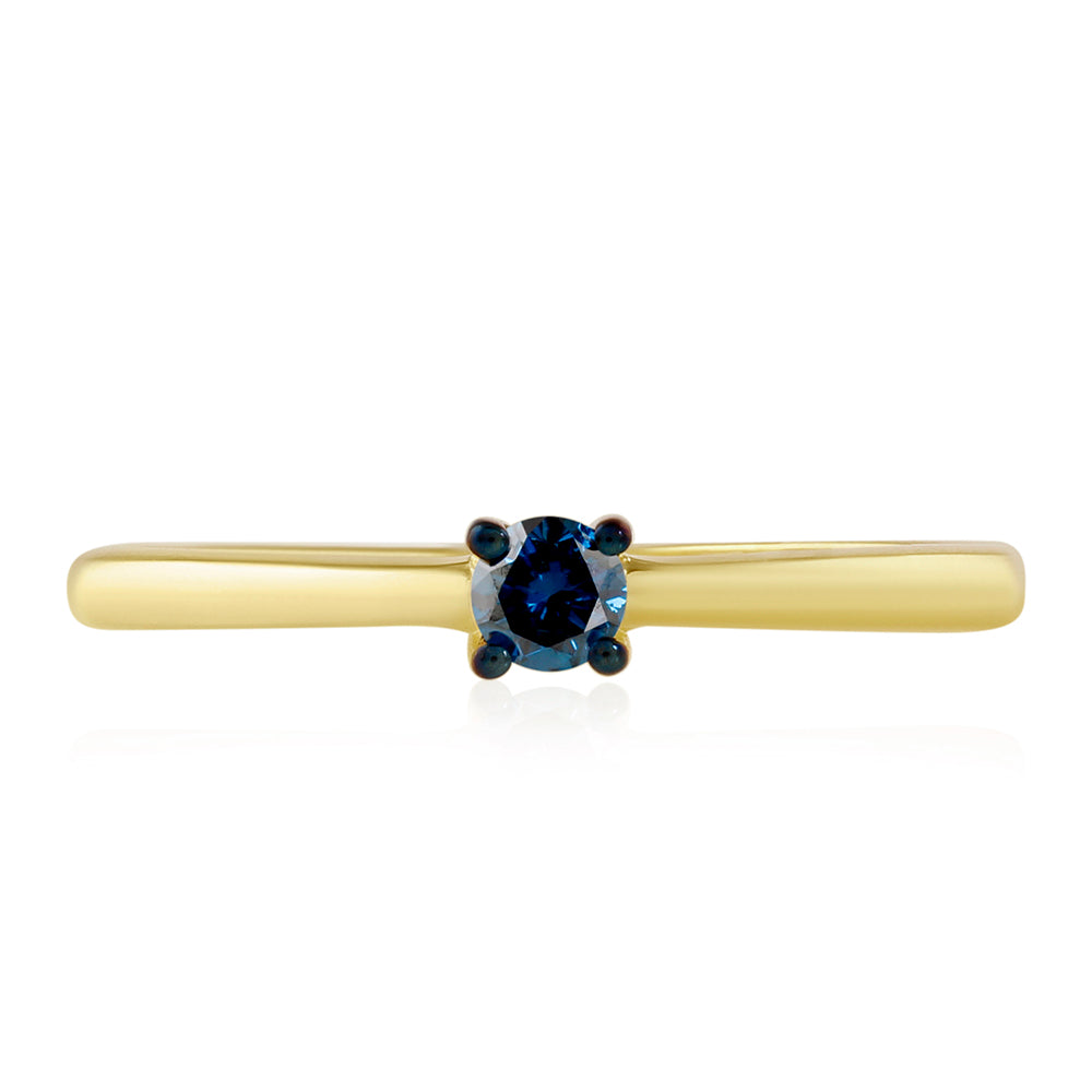 Inel din Argint 925 Placat cu Aur ( 1.4 grame ) cu Diamant Albastru 0.13 Carate
