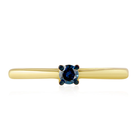Inel din Argint 925 Placat cu Aur ( 1.4 grame ) cu Diamant Albastru 0.13 Carate