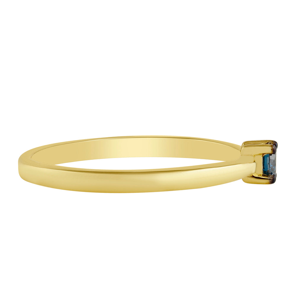 Inel din Argint 925 Placat cu Aur ( 1.4 grame ) cu Diamant Albastru 0.13 Carate 2 