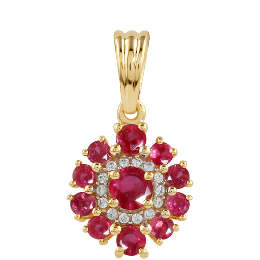 Pandantiv din Argint 925 Placat cu Aur ( 1.03 grame ) cu Rubin Thailandez și Topaz Alb 0.99 Carate