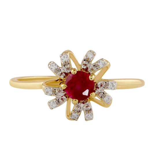 Inel din Argint 925 Placat cu Aur ( 1.28 grame ) cu Rubin Thailandez și Topaz Alb 0.45 Carate