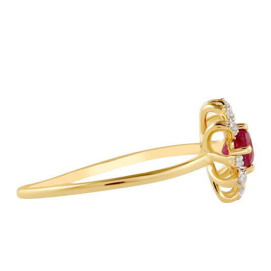 Inel din Argint 925 Placat cu Aur ( 1.28 grame ) cu Rubin Thailandez și Topaz Alb 0.45 Carate